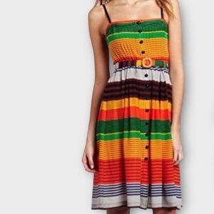 Plenty By Tracy Reese Women’s Dress Size 0 100% Silk Strapless Fit Flare Rainbow